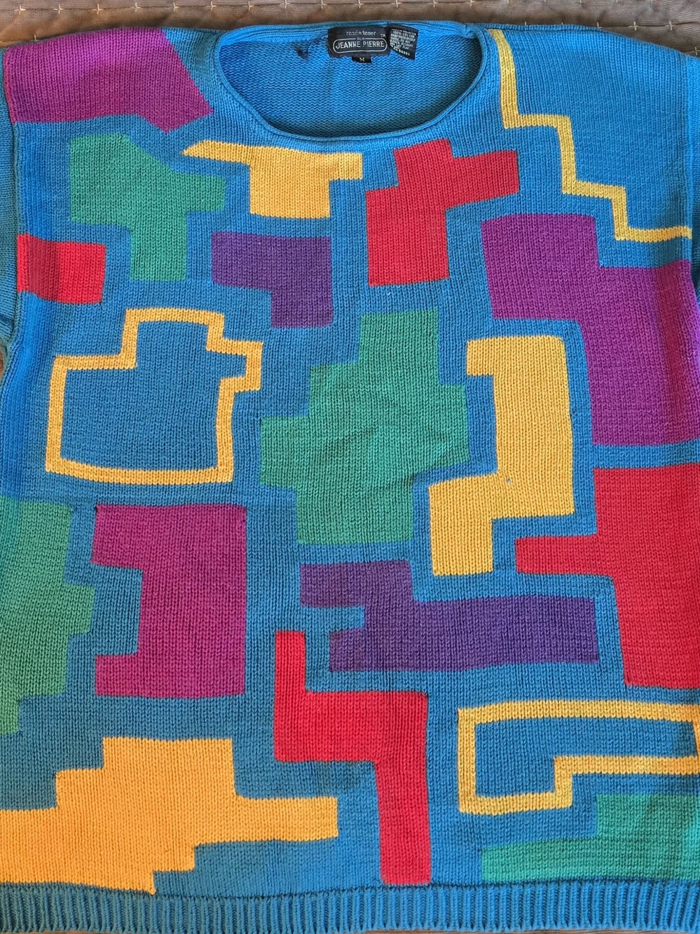 Jeanne Pierre Kids Bright Geometric Knit Top - Blue/Multi
